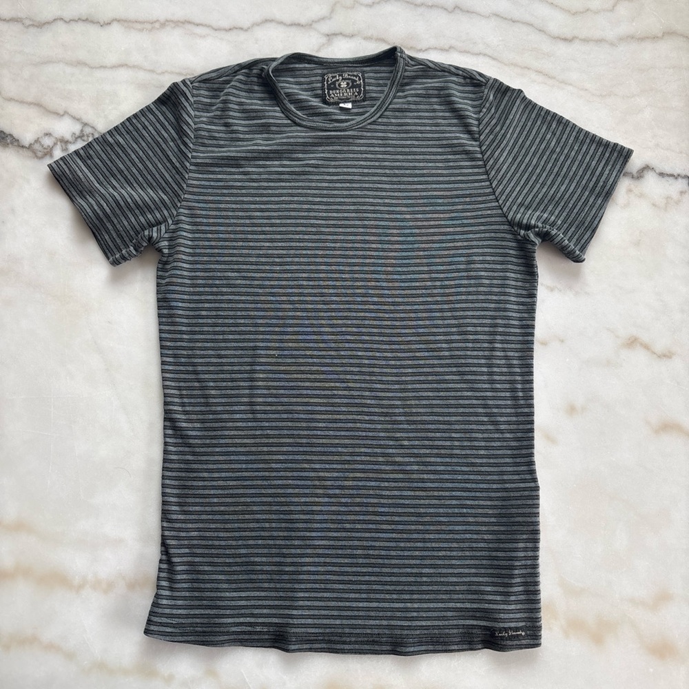 Vintage Lucky Brand Women’s Crewneck Size L Gray & Black Horizontal Striped 90s